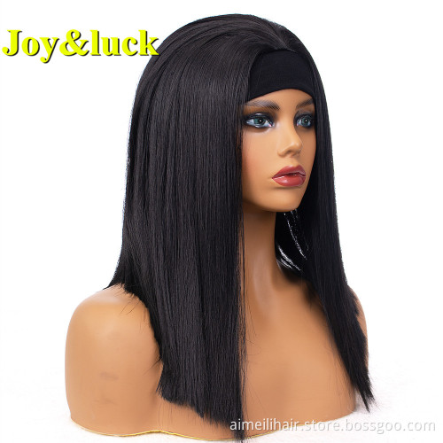 Black Head Band Wigs for African Ladies Wholesale Ombre Green Hairband Long Afro Kinky Curly Headband Wig Synthetic Hair Wigs